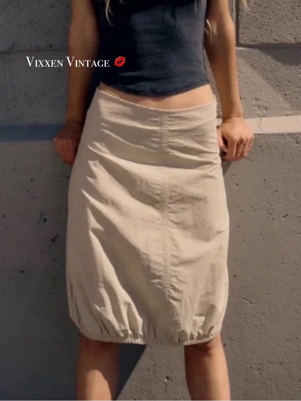 ZARA KHAKI KNEE LENGTH BUBBLE SKIRT IN TAN